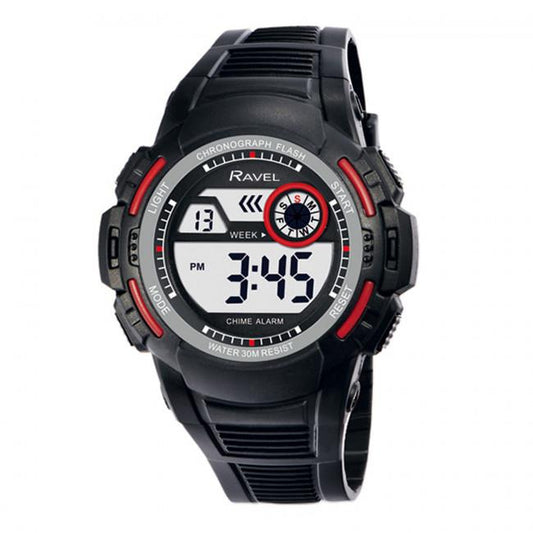 Ravel Ravel Mens 3ATM Digital Sports Red/Black Watch RDG.14.13