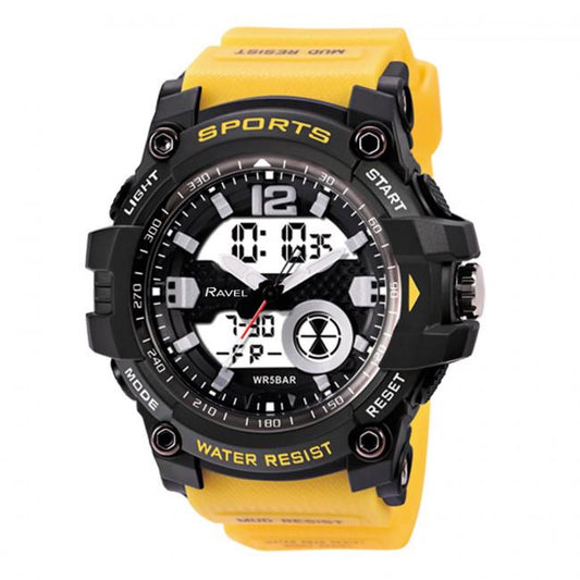 Ravel Ravel Adults Ana-Digi Dual time 5ATM Sports Yellow Digital Watch RDT.2F