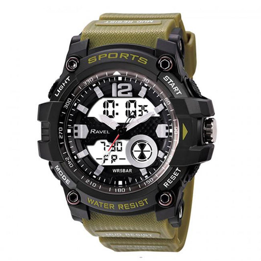 Ravel Ravel Mens Ana-Digi Dual time 5ATM Sports Khaki Digital Watch RDT.2B
