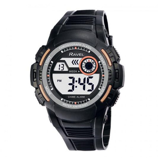 Ravel Ravel Mens 3ATM Digital Sports Black/Stone Watch RDG.14.12