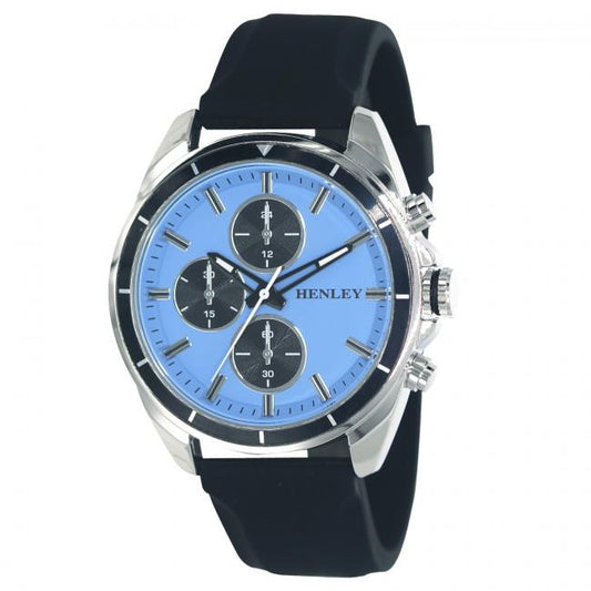 Henley Henley Mens Multi Eye Blue Dial With Black Sports Silicone Rubber Strap Watch H02209.6