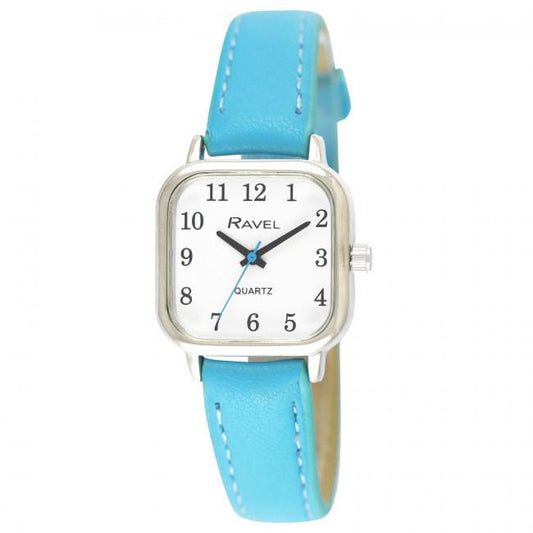 Ravel Ravel Ladies Cushion Shaped Brights Leather Strap Watch  Bright Blue