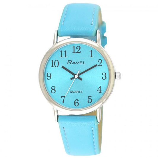 Ravel Ravel Ladies Classic Brights Leather Strap Watch Bright Blue