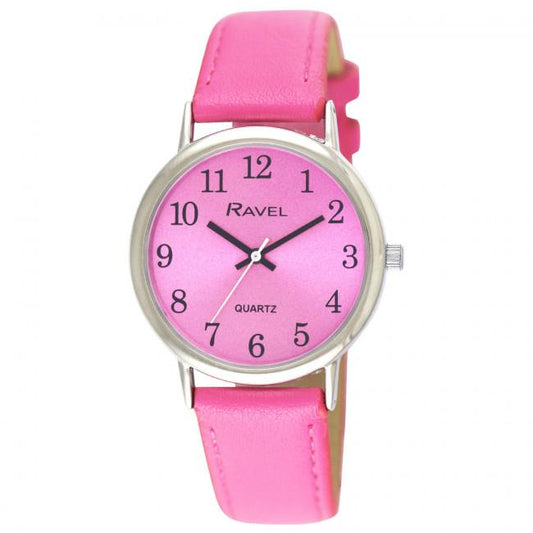 Sekonda Ravel Ladies Classic Brights Leather Strap Watch Bright Pink