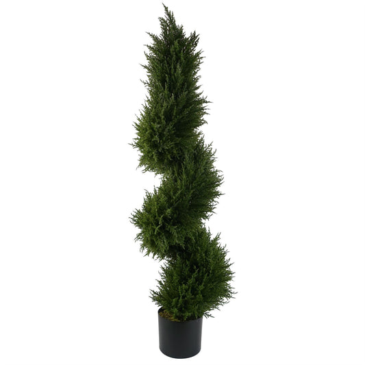 Leaf 120cm Sprial Cypress Tree Artificial Topiary Green 120cm