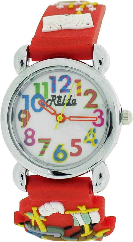 Relda Relda Children's Big Number Analog Pirates A'hoy Red Silicone Strap Girl's Watch REL104