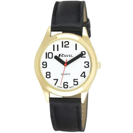 Ravel Ravel Mens Classic Strap Watch Black/Gold Watch R0125.02.1