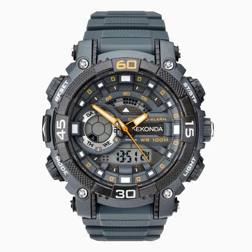 Sekonda Sekonda Mens Sports Duel time Grey Dial & Rubber Strap Watch-1349
