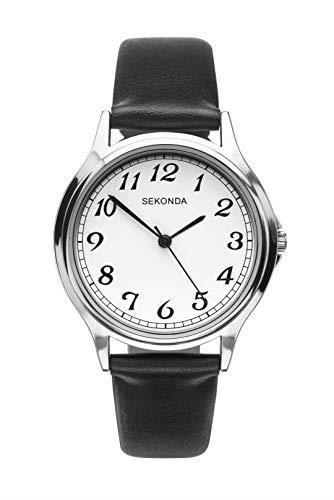 Sekonda Sekonda Mens Basic Classic White Dial with Black Leather Strap Watch 1530