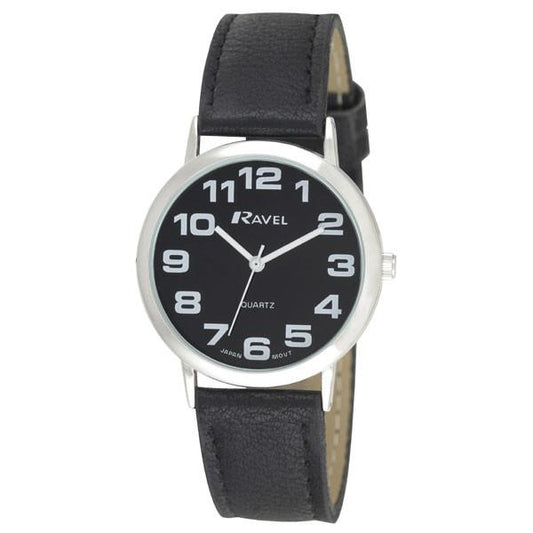 Ravel Ravel Mens Basic Black Dial Black Leather Strap Watch R0105.07.1A