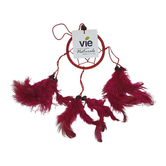 VIE Dream Catcher, 6cm Ring with Bead, Red