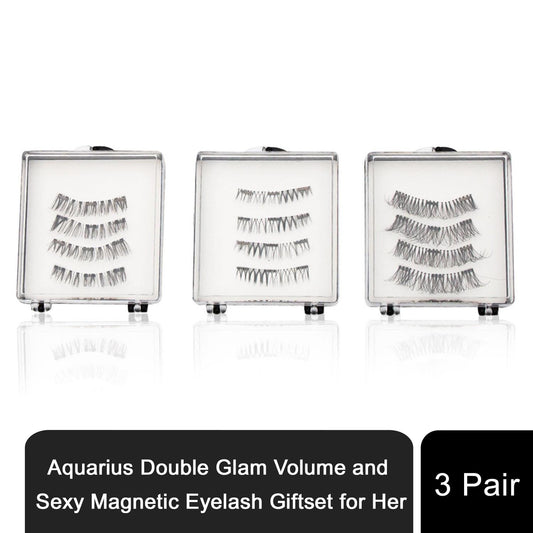 Aquarius Aquarius Double Glam Volume and Sexy Magnetic Eyelash Giftset for Her, 3Pair  Standard