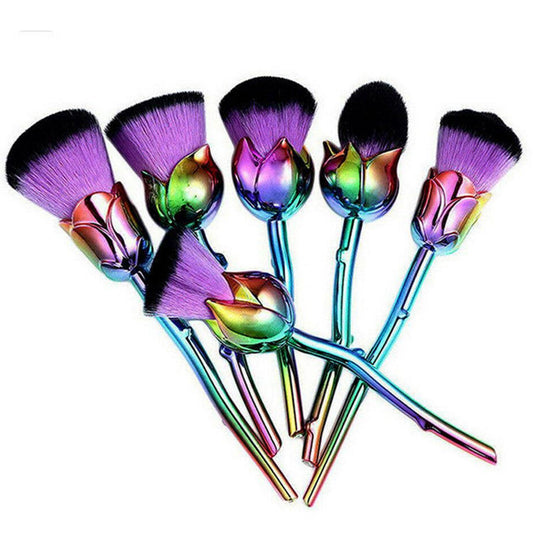 Aquarius Beauty and the Beast-Inspired Rose Makeup Brushes with Glossy Handles Purple