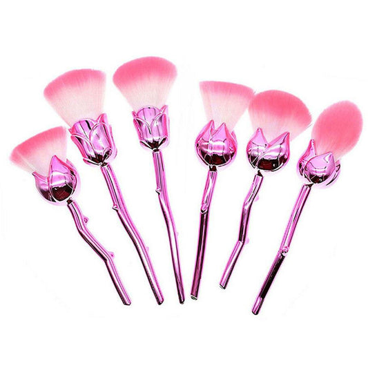 Aquarius Beauty and the Beast-Inspired Rose Makeup Brushes with Glossy Handles Pink