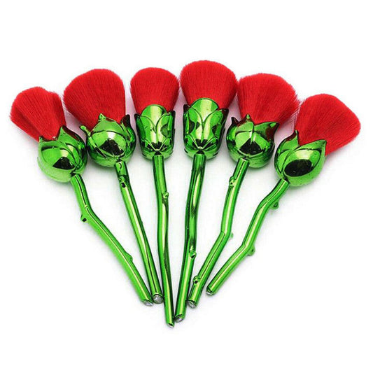 Aquarius Beauty and the Beast-Inspired Rose Makeup Brushes with Glossy Handles Green