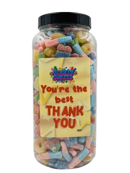 Simway Sweets Thank You 3kg Jar - Fizzy Mix