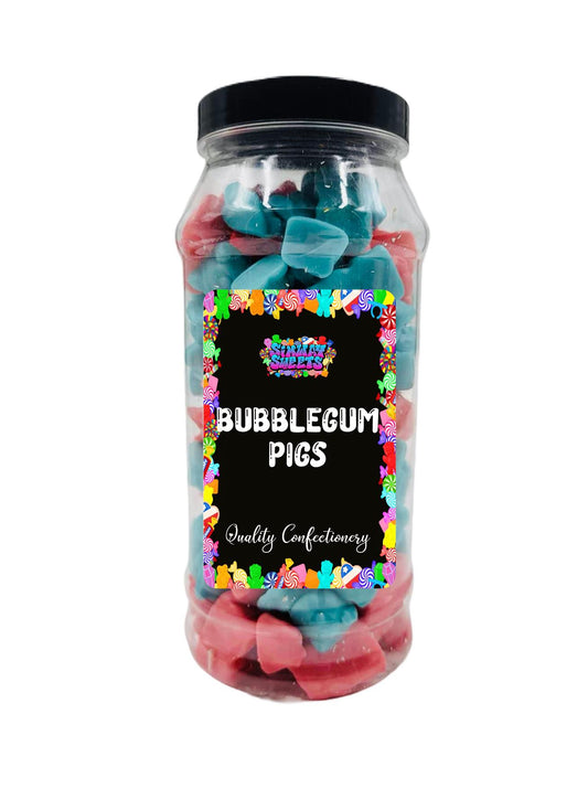 Simway Sweets Bubblegum Flavour Gummy Pigs Retro Sweets Gift Jar