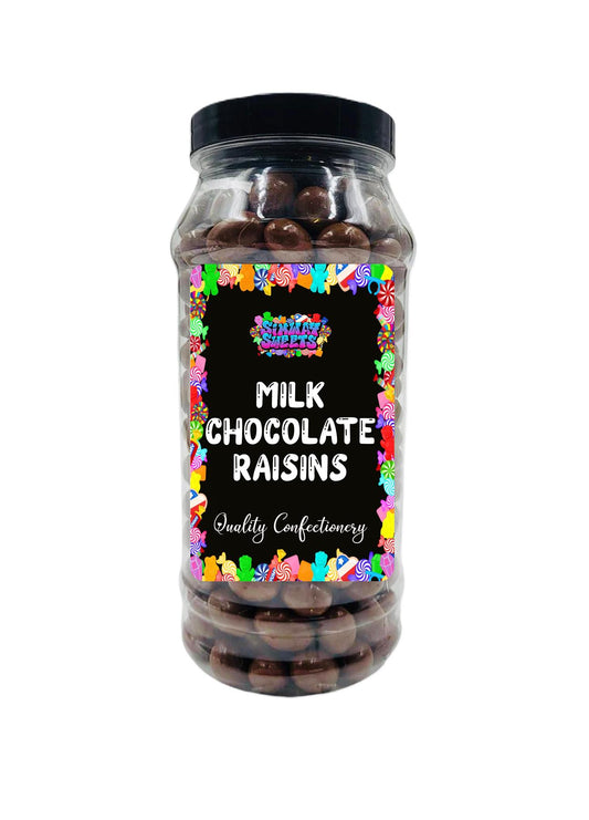 Simway Sweets Milk Chocolate Raisins Chocolate Covered Raisins Retro Sweets Gift Jar
