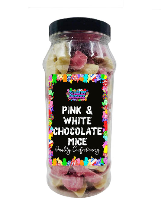 Simway Sweets Pink N White Chocolate Mice Retro Sweets Gift Jar