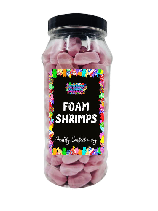 Simway Sweets Foam Shrimps Raspberry Flavour Retro Sweets Gift Jar