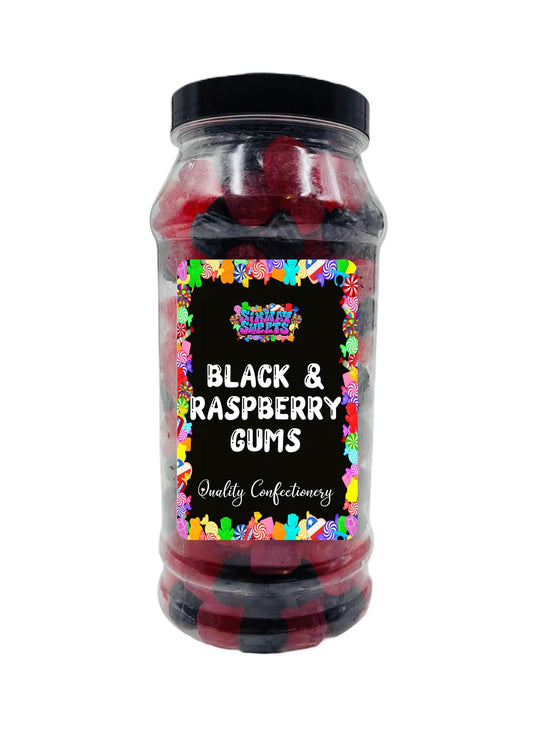 Simway Sweets Black & Raspberry Gums Jelly Gummy Retro Sweets Gift Jar