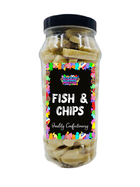 Simway Sweets White Chocolate Fish & Chips Shapes Retro Sweets Gift Jar