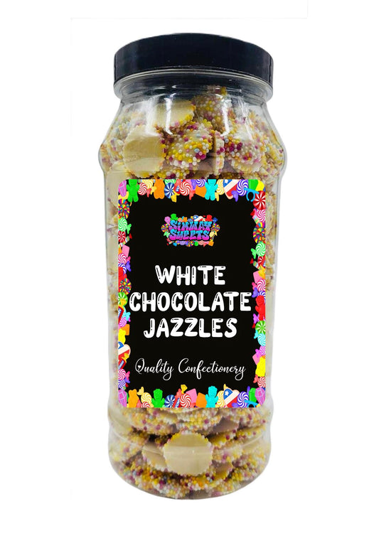 Simway Sweets White Chocolate Jazzies Snowies Jazzles Retro Sweets Gift Jar