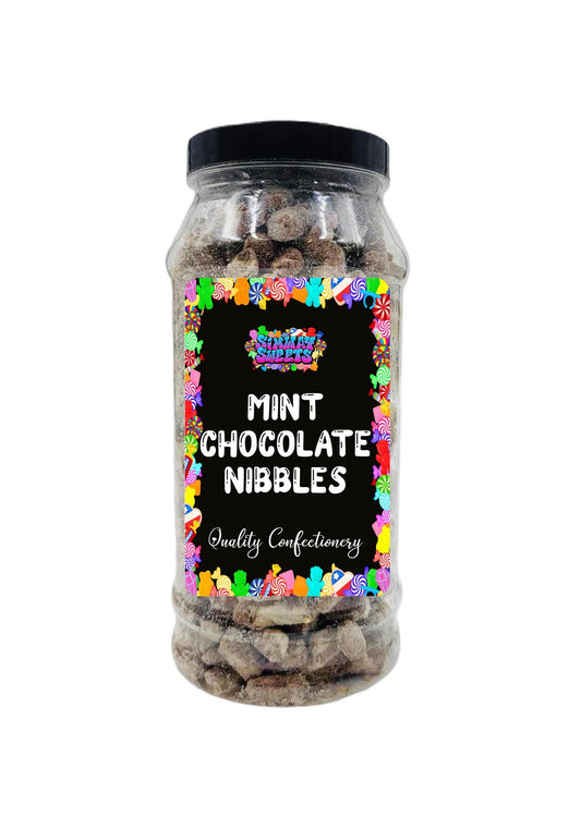 Simway Sweets Mint Flavour Choc Nibbles Retro Sweets Gift Jar