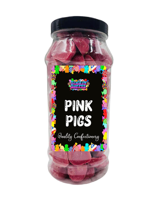 Simway Sweets Pink Chocolate Pigs Strawberry Flavoured Retro Sweets Gift Jar