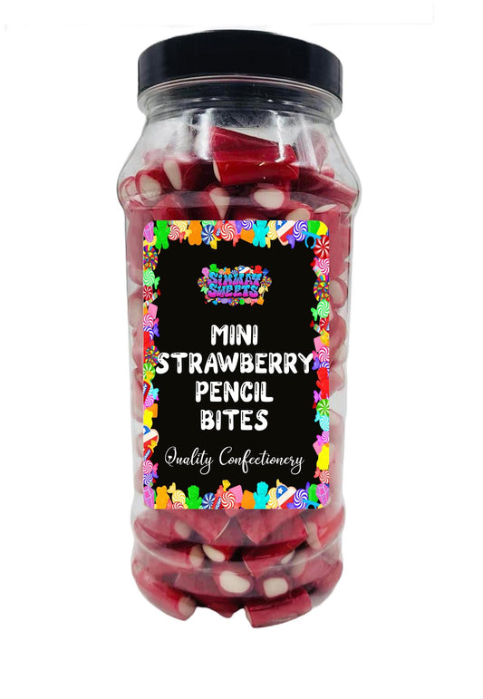 Simway Sweets Strawberry Pencils Mini Pencil Bites Retro Sweets Gift Jar