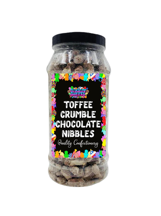 Simway Sweets Toffee Crumble Flavour Choc Nibbles Retro Sweets Gift Jar