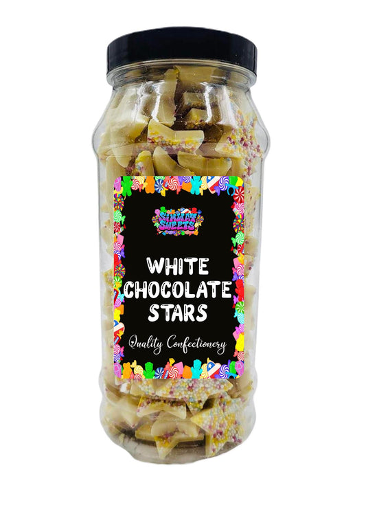 Simway Sweets White Chocolate Stars Jazzies Snowies Jazzles Retro Sweets Gift Jar