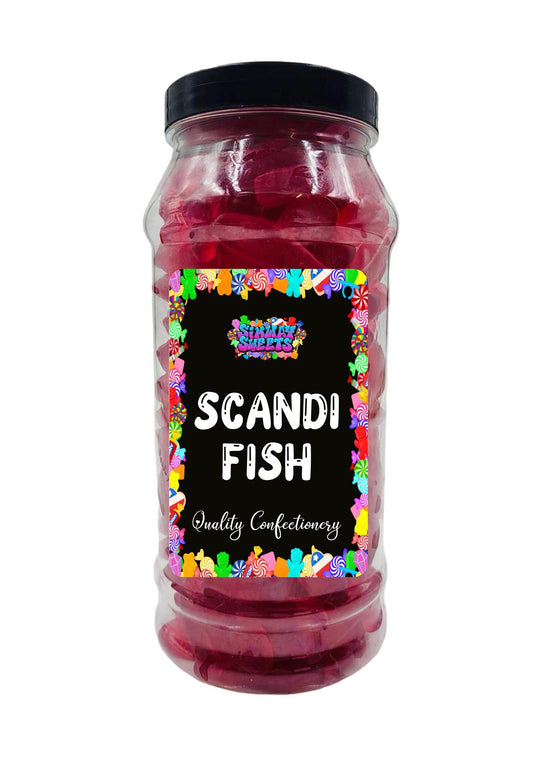 Simway Sweets Scandi Cherry Flavoured Fish Gummy Jelly Sweets Retro Sweets Gift Jar