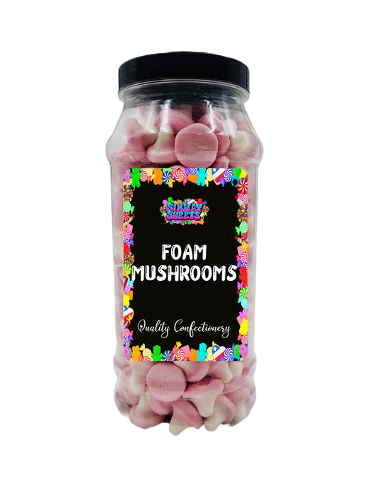 Simway Sweets Pink N White Mini Foam Mushroom Shaped Sweets Gummy Retro Sweets Gift Jar