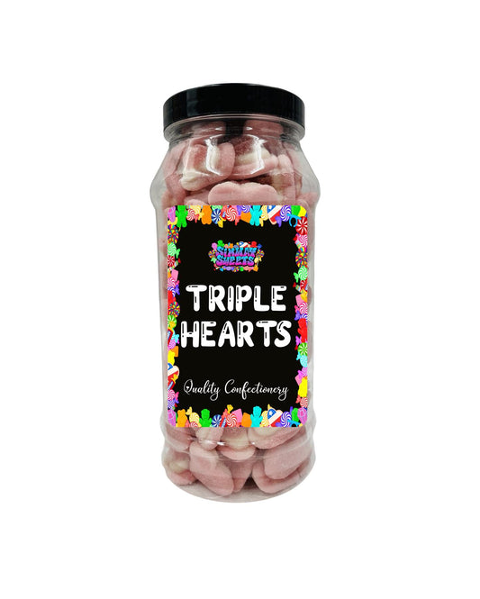 Simway Sweets Triple Hearts Gummy Foam Jelly Sweets Retro Sweets Gift Jar