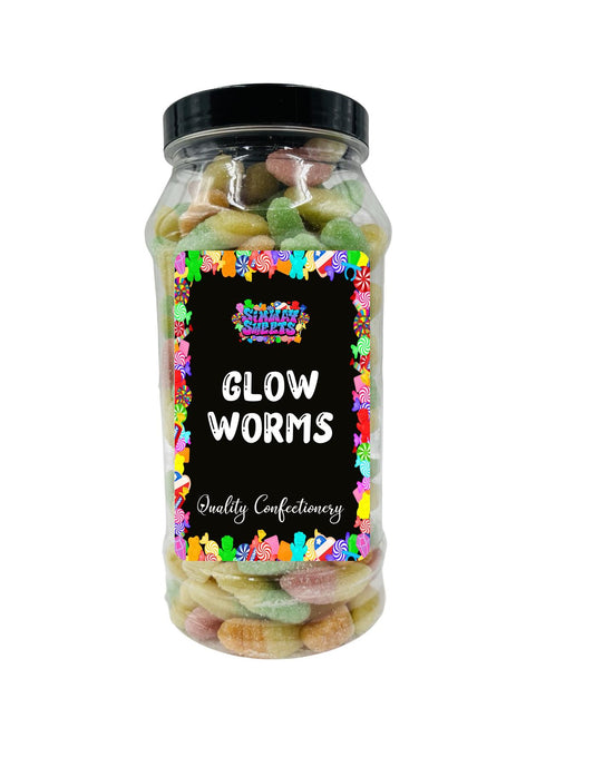 Simway Sweets Fizzy Glow Worms Fizzies Retro Sweets Gift Jar