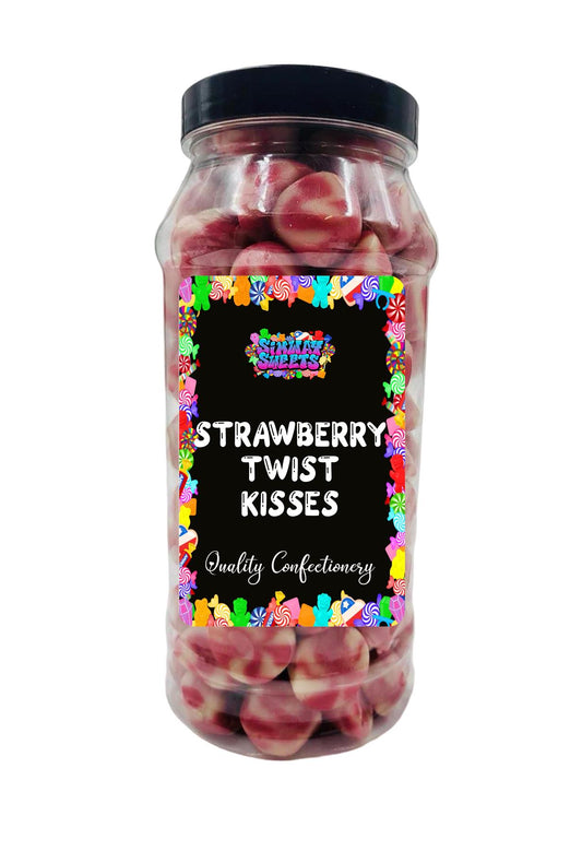 Simway Sweets Strawberry Twist Kisses Strawberry & Cream Flavour Retro Sweets Gift Jar