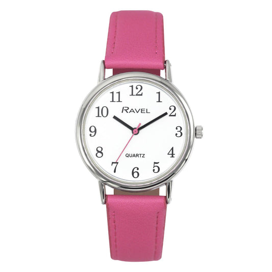Ravel Ravel Ladies Classic White Dial Pink Leather Strap Watch R0140.15.2