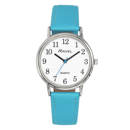 Ravel Ravel Ladies Classic White Dial Light Blue Leather Strap Watch R0140.16.2