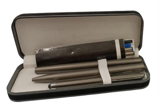 Carousel DSL Instyle 7pc Black/Blue Ink  Pen & Refills Anodized Aluminium Black Case Pen Set Box 2799B