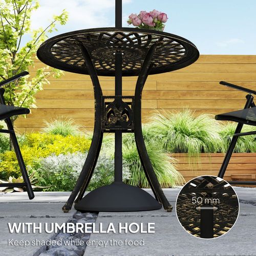 Outsunny 78 cm Round Garden Dining Table with Parasol Hole