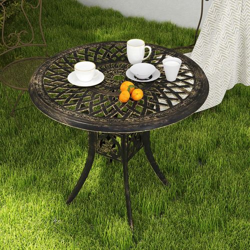 Outsunny 78 cm Round Garden Dining Table with Parasol Hole