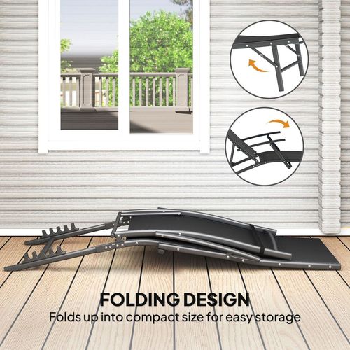 Outsunny Set of 2 Garden Sun Loungers, Folding Chaise Lounge Chairs