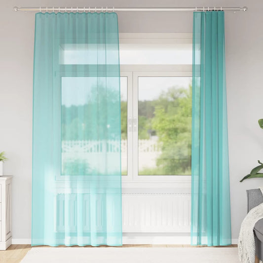 vidaXL Voile Curtains with Loops 2 pcs Turquoise 140x225 cm