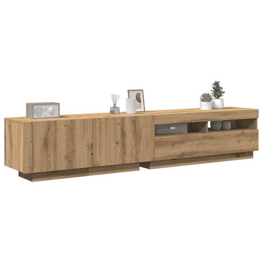 vidaXL TV Cabinet with LED Lights Artisan Oak 200x35x40 cm Engineered Wood
