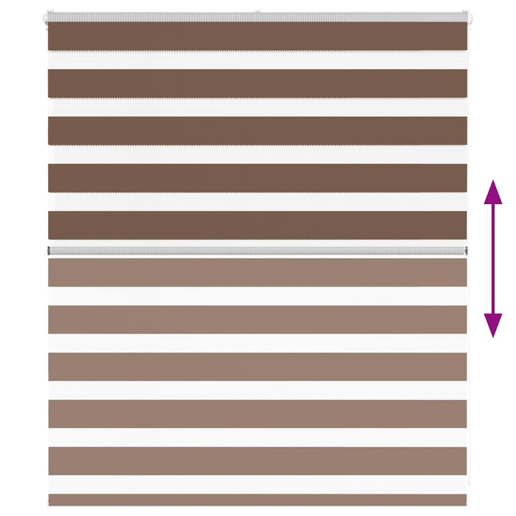 vidaXL Zebra Blind Brown 135x100 cm Fabric Width 130.9 cm Polyester