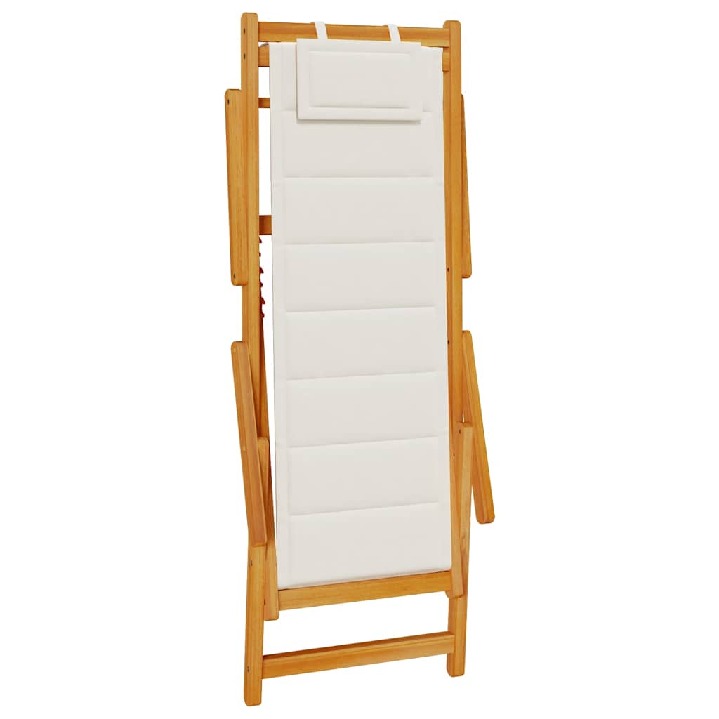 vidaXL Folding Beach Chair with Armrests Light Grey Acacia Wood & Textilene