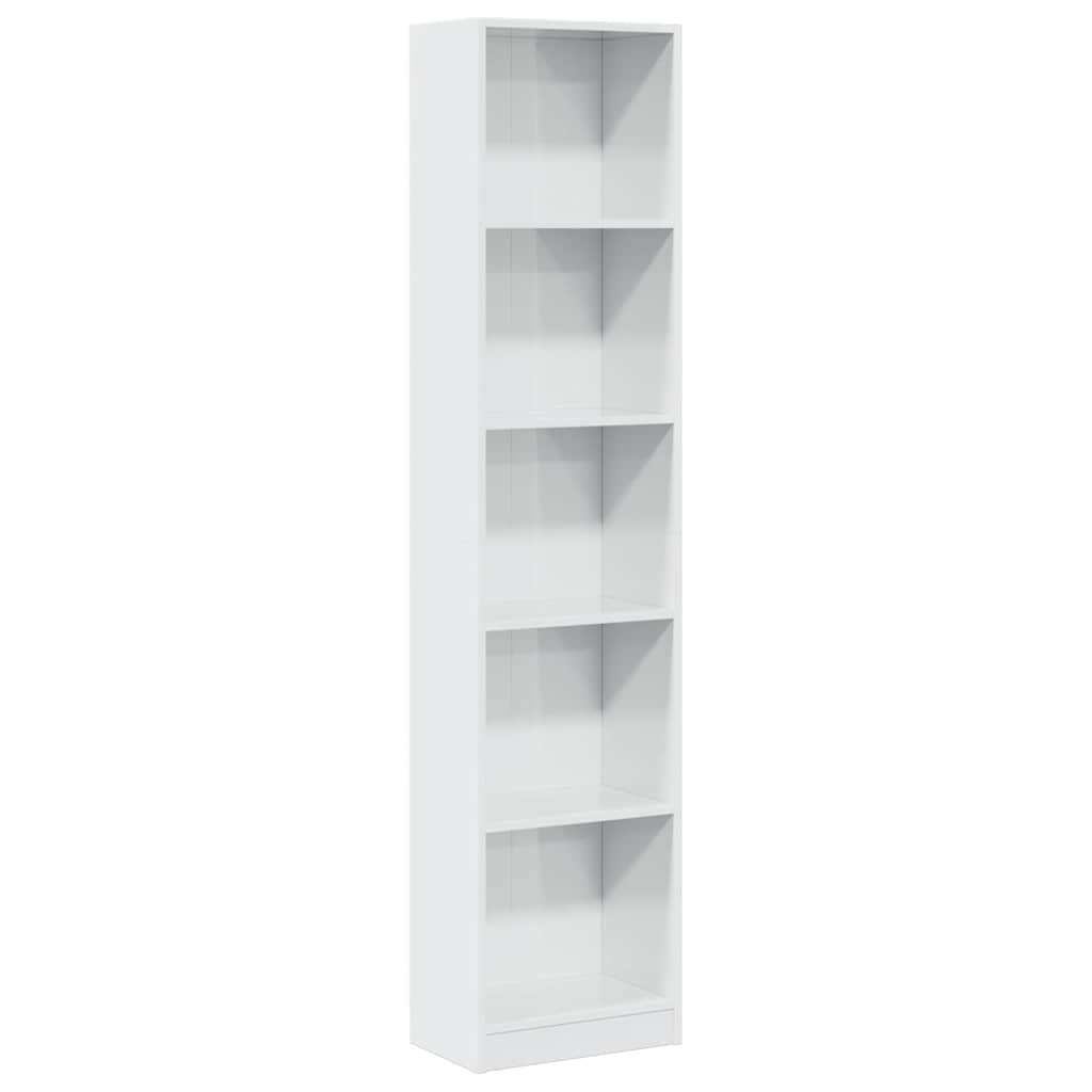 vidaXL Bookcase High Gloss White 40x24x176 cm Engineered Wood