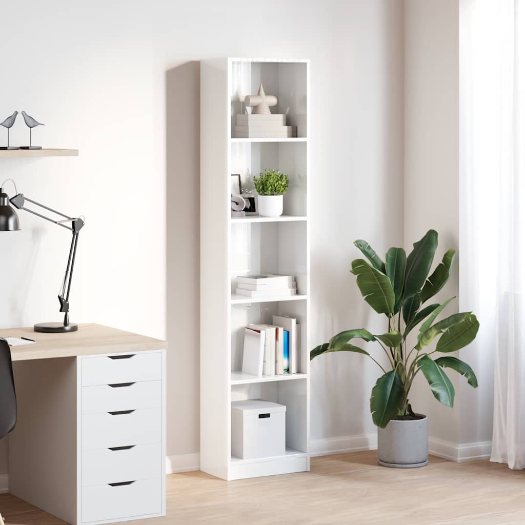 vidaXL Bookcase High Gloss White 40x24x176 cm Engineered Wood
