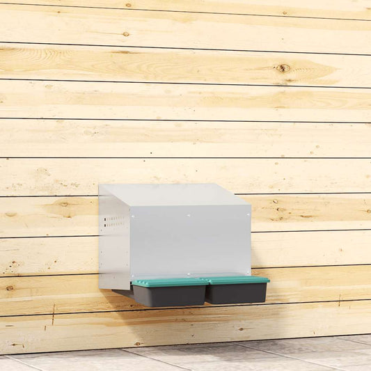 vidaXL Chicken Nesting Box 2 Compartments Wall-Mounted Galvanised Steel